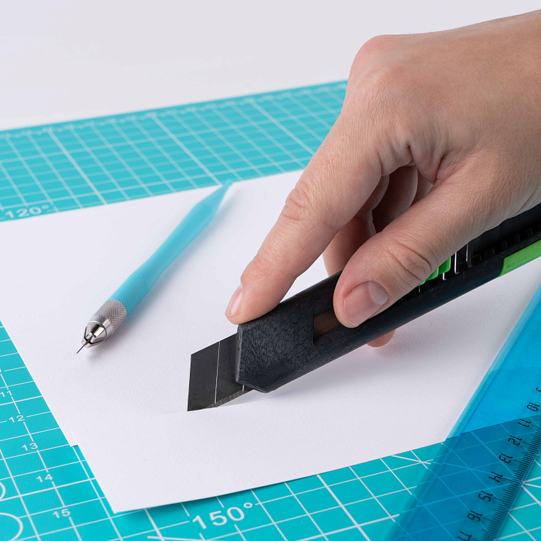 Коврик для резки Малевичъ 3-х слойный, А2, бирюзовый 606x758